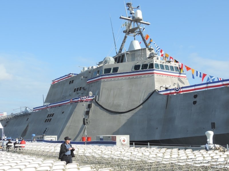 USS Coronado with draping