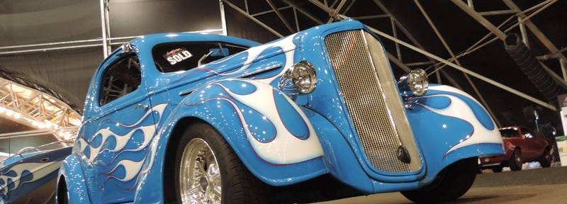 Count’s Kustoms Boat & 35 Chevy at Barrett Jackson