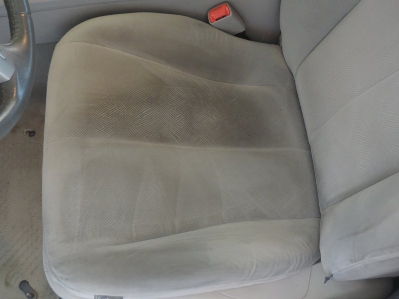 Dirty Car Seat Half Cleaned with Nonsense