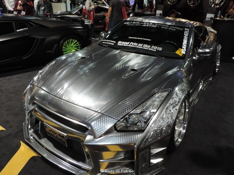 Silver Nissan GTR front view