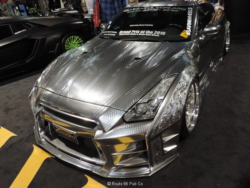 Silver Nissan GTR front end